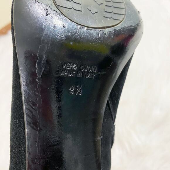 Aquatalia Black Suede Pointy Toe High Heel Boots Side Zip Made in Italy Size 9.5 - Picture 7 of 10